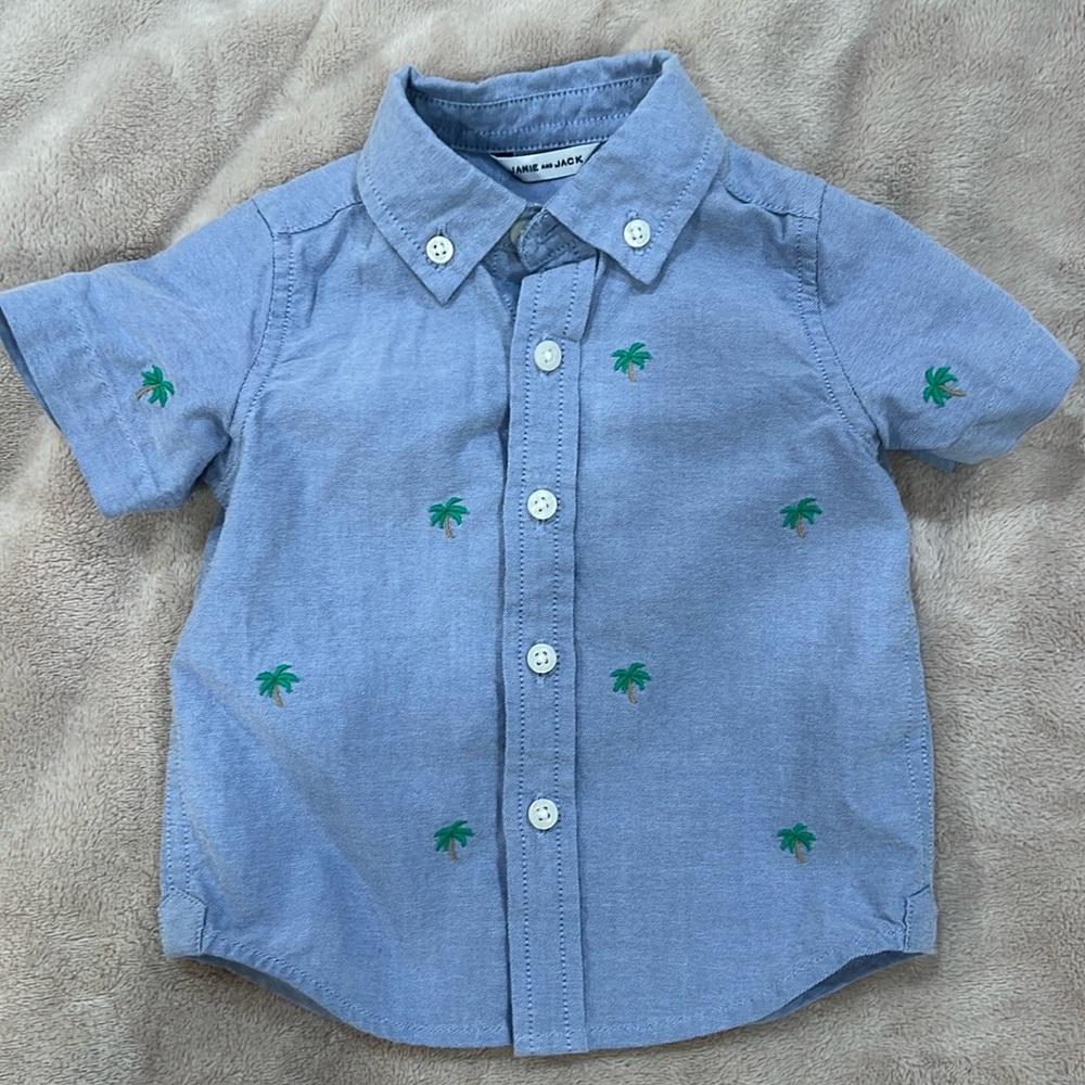 Janie and Jack palm tree button down 6-12 months